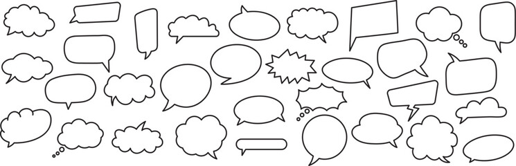 Collection of minimal outline speech bubble comic style doodle