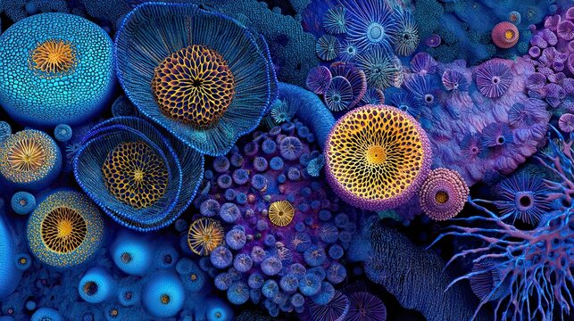 Colorful Microscopic Cell Structures in Abstract Style