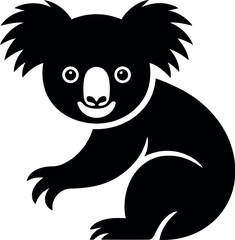Black koala silhouette white animal