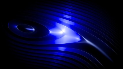 Futuristic Blue Glass Gradient on Black Background with Glowing Waves and Transparent Motion Layers, gradient glass, multiple layers