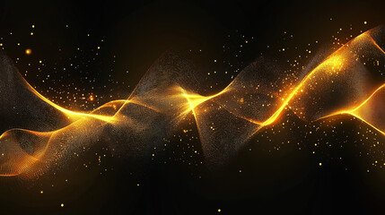 A gold financial waveform glowing over a black premium background, representing capital flow and profitable volatility.