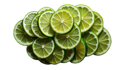 Fresh vibrant lime slices isolated for summer drinks
