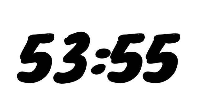 Countdown timer from 54 minute to 53 minute on white background