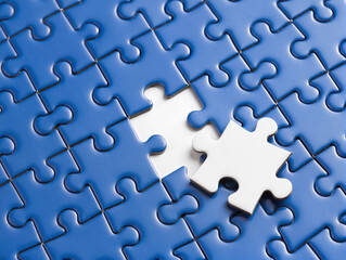 Fototapeta premium Unfinished jigsaw puzzle. Concept image of difficult problem