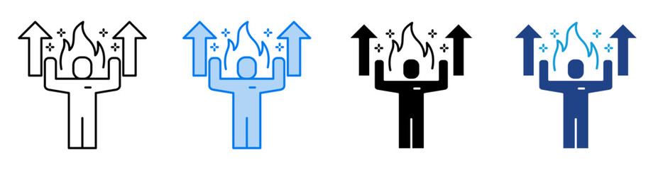 Motivation icon set multiple style collection