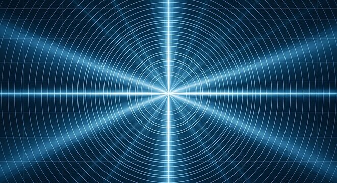 Abstract blue background with glowing lines and circles creating a futuristic and technological feel, ideal for science and technology concepts