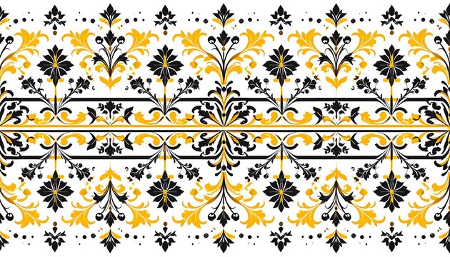 Ornate floral decorative border with stylized elements in yellow and black
