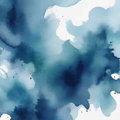 Abstract fluid art with blending blue and white watercolor washes abstract art background