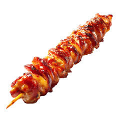 Delicious grilled skewer with flavorful glaze, isolated against transparent background for easy use.