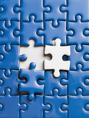 Unfinished jigsaw puzzle. Concept image of difficult problem