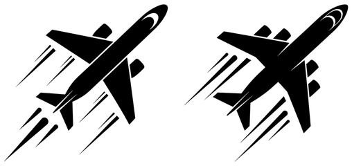 Two airplane flying with motion trails, isolated on vector illustration concept for travel and transportation © FrajanaAI