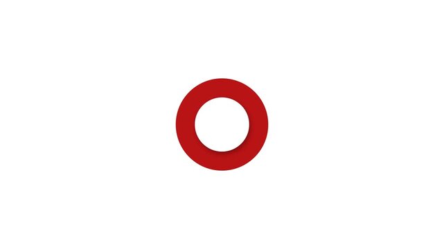 Modern Neumorphism-style radio button. A smooth animation where a red circle is shown first, then a white dot appears in the center when selected. Concept of modern web UI and UX design.