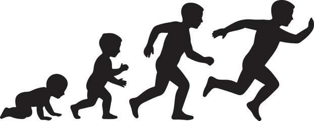 Crawl Walk Run Fly pictogram icon set. Clipart image isolated on white background