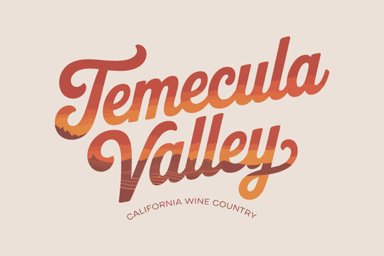 Temecula valley california wine country vintage style typography