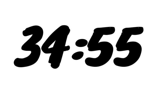 Countdown timer from 35 minute to 34 minute on white background