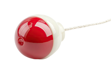 Pullstring ball red/white split, attached cord