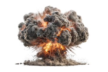 Fiery explosion with mushroom cloud