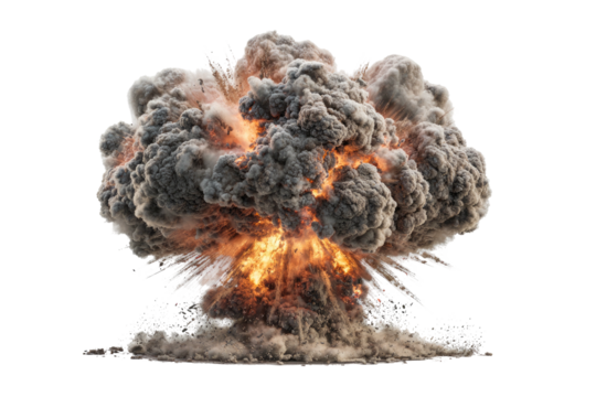 Fiery explosion with mushroom cloud