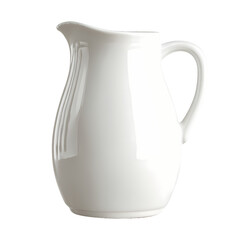 Elegant white pitcher isolated on a transparent backdrop showcases its sleek curves.