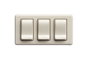 Three ivory switches in a row, glossy surface
