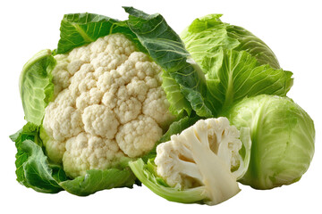 Fresh cauliflower with vibrant cabbage heads