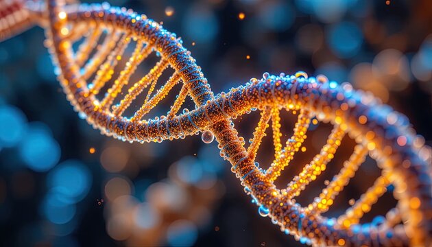 Stunning DNA double helix structure for science education or biotechnology research visuals and innovative medical presentations with vibrant colors