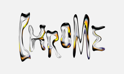the word chrome with wavy abstract letters for typography design