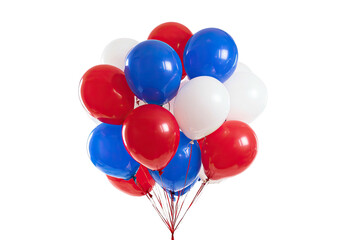 Bunch of patriotic red, white, and blue helium balloons