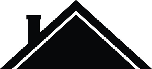 Minimalist house roof vector with chimney, geometric architecture design, modern home silhouette, abstract building shape for construction concept illustrations.