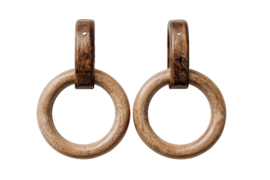 Two wooden hoop earrings, simple elegance