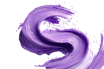 Swirling violet paint stroke on black