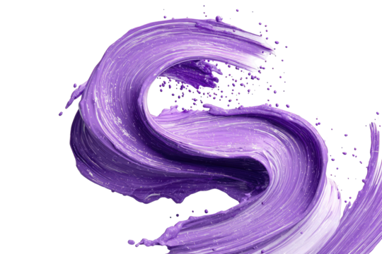 Swirling violet paint stroke on black