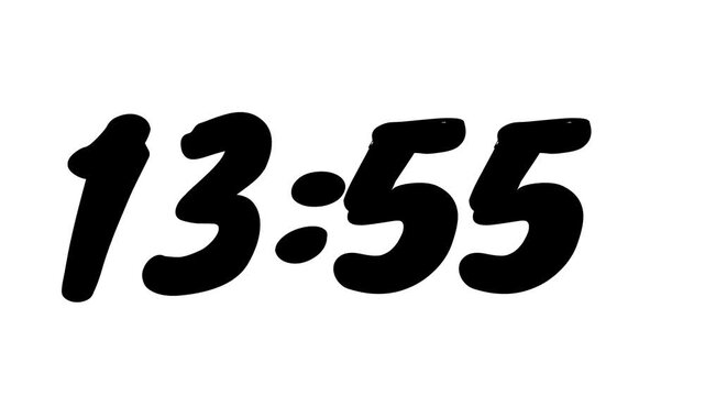 Countdown timer from 14 minute to 13 minute on white background