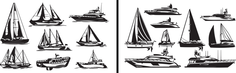 Boat Illustration Vector, Sailboat Line Art, Marine Transport Drawing, Hand Drawn Boat Design, Minimal Sea Artwork, Black and White Nautical Sketch, Elegant Yacht Vector, Water Transport Illustration,