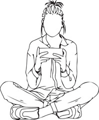 Meditation Illustration Art, Yoga Pose Drawing, Relax Wellness Sketch, Hand Drawn Meditation Vector, Minimal Mindfulness Design, Calm Yoga Artwork, Black and White Peace Illustration, Elegant Wellness