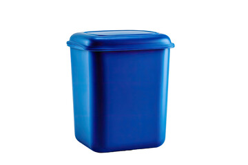 Blue rectangular bin with lid isolated on a black background