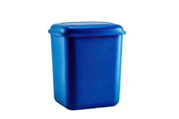 Blue rectangular bin with lid isolated on a black background