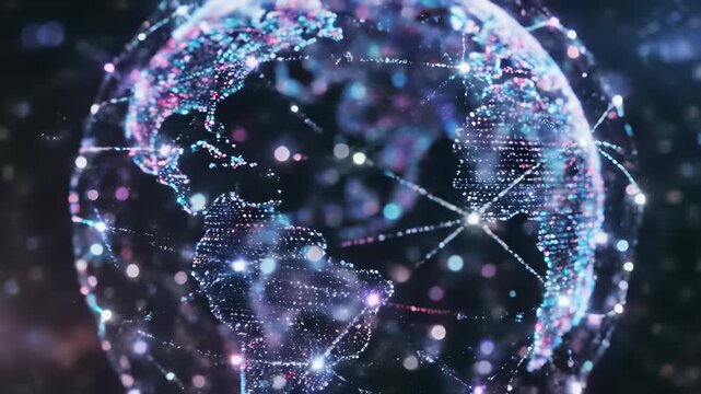 A mesmerizing close up of a futuristic sphere with multiple dots of light, capturing the concept of colors and dwdin, perfect for high tech projects or digital futures themes.