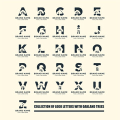 set logo design letter tree oakland vector