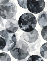 Watercolor depiction of overlapping gray spheres on white background