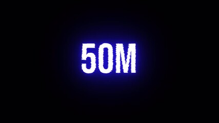 50 Million glowing text animation with glitch effect on transparent background with alpha channel. social media celebration achievement for social media videos - Powered by Adobe