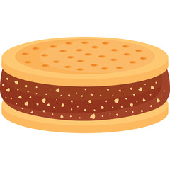 Sandwich Cookie with Chocolate Filling and Sprinkles Isolated on a Transparent Background