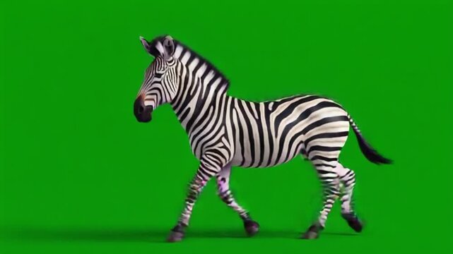 Zebra standing still in front of a green screen looking at the camera in a studio shot zebra green screen video