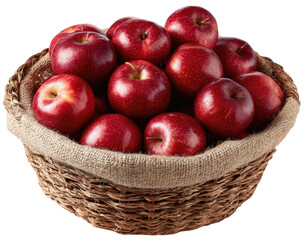 Basket brimming with shiny, dark-red apples