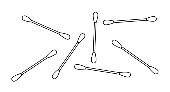 Cotton Swab Medical Icon Set: Hygiene & Healthcare Outline Symbols for Design and Presentation Materials
