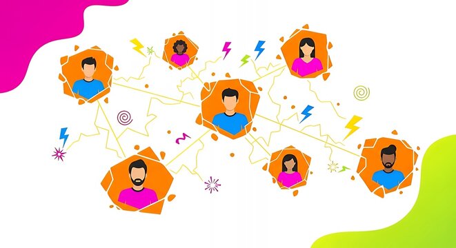 Network of People Connected by Digital Communication.