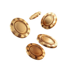 Golden casino chips float against a dark background