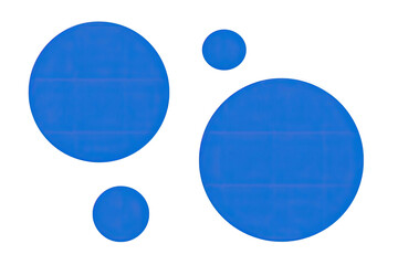 Four solid blue circles, various sizes, on black background