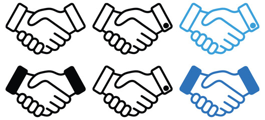 Fototapeta premium Hand shake logo icon. business handshake icon vector illustration, multiple styles, two hands make a deal, designed for corporate branding, partnership agreements, client interaction