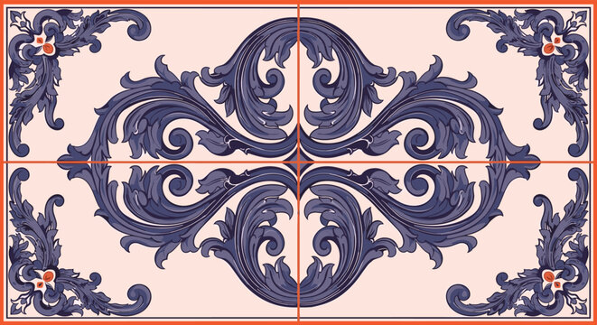 Elegant Baroque Ornament Design with Floral Scrolls and Intricate Details.